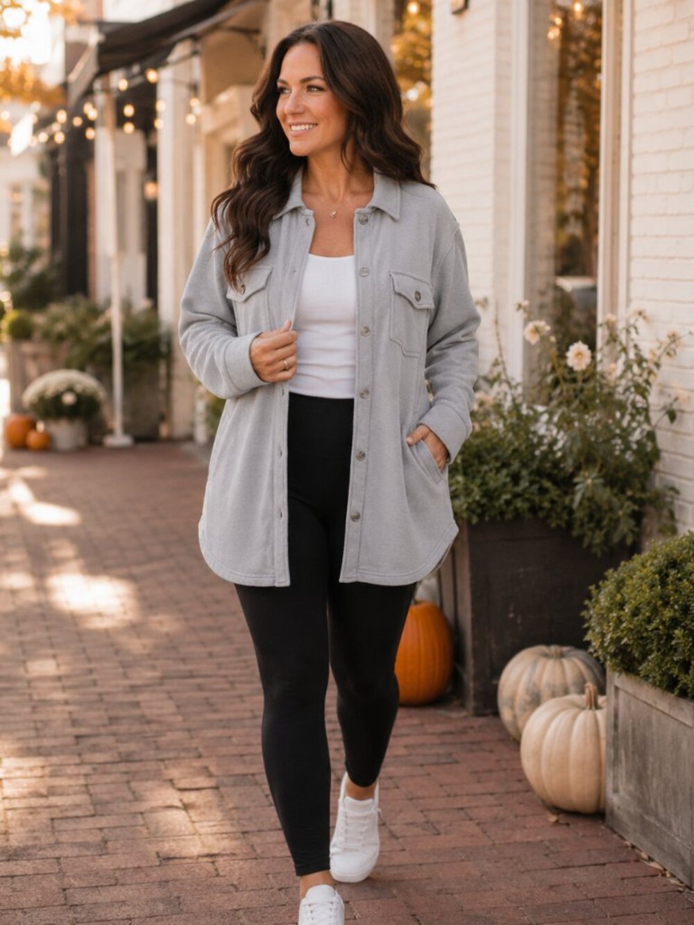 Thread & Supply Gray Knit Shacket | Small | Longline Sweatshirt Jacket